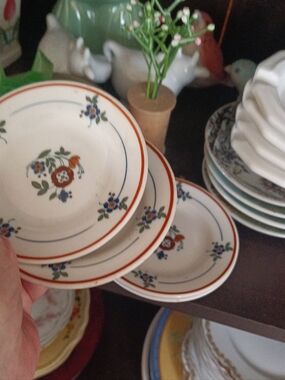 Each Butter Pat Vintage Cream Floral Rim Ceramic Plates Syracuse China